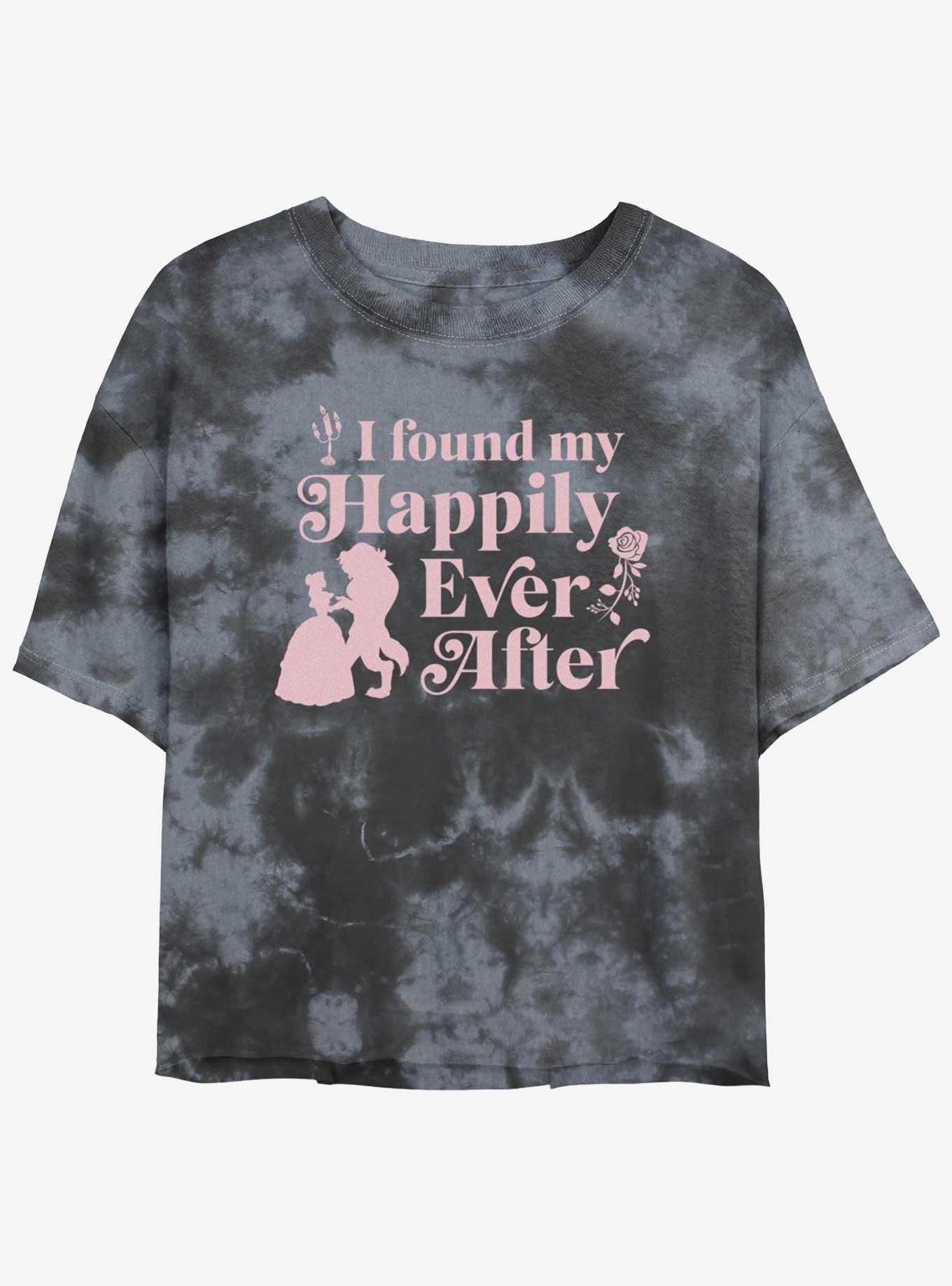 Disney Beauty and the Beast Found My Happily Ever After Girls Tie-Dye Crop T-Shirt, BLKCHAR, hi-res