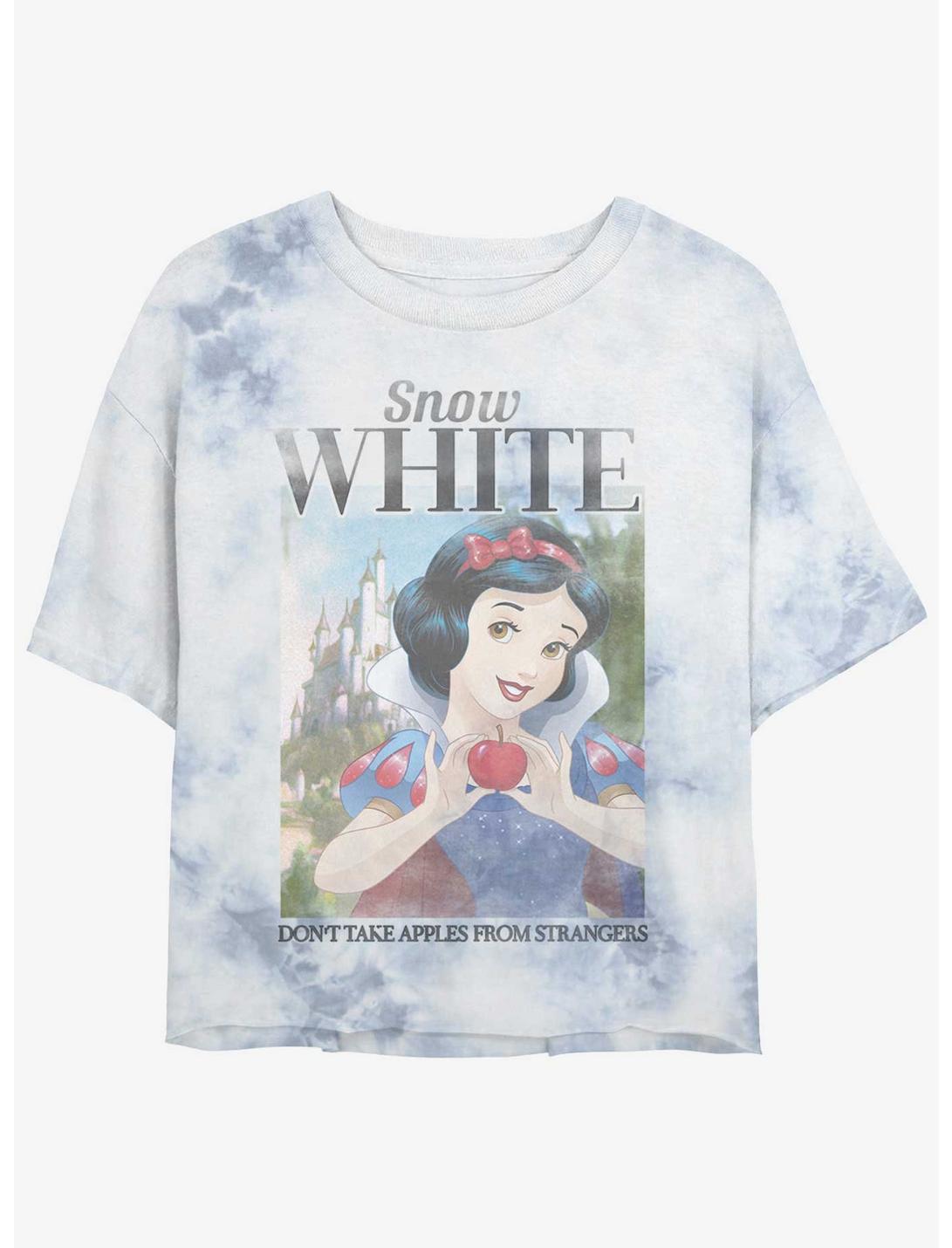 Disney Snow White and the Seven Dwarfs Don't Take Apples From Strangers Girls Tie-Dye Crop T-Shirt, WHITEBLUE, hi-res