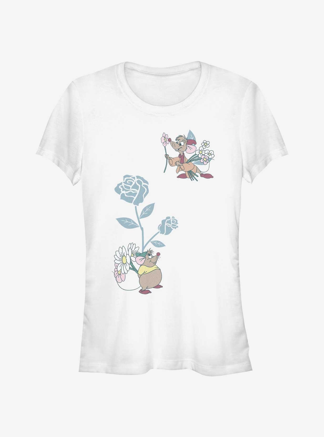 Disney Cinderella Jaq and Gus Mice Flowers Girls T-Shirt, WHITE, hi-res