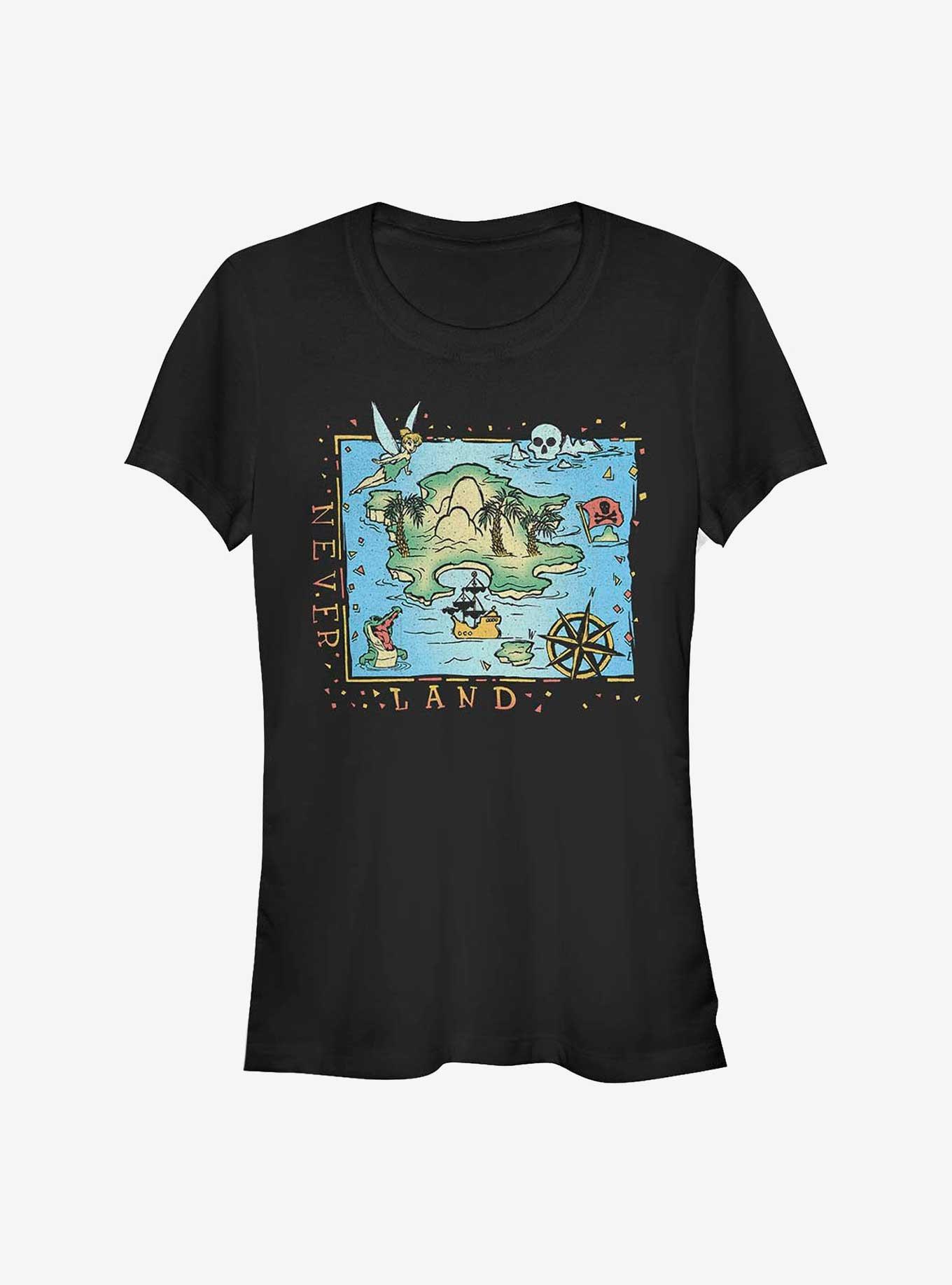 Disney Tinker Bell Never Land Coast Map Girls T-Shirt, BLACK, hi-res