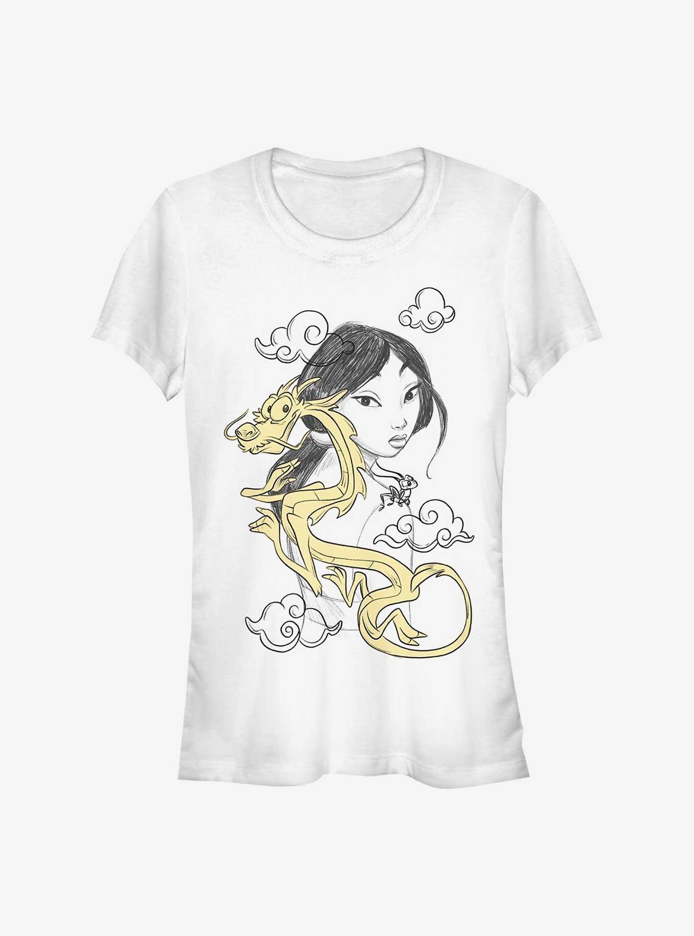 Disney Mulan Mushu and Mulan Sketch Girls T-Shirt, WHITE, hi-res