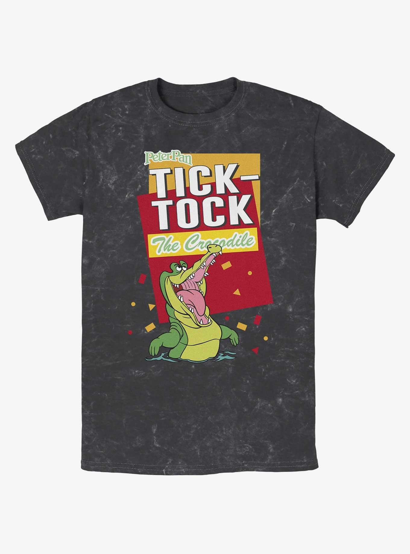 Disney Tinker Bell Tick Tock The Crocodile Mineral Wash T-Shirt, BLACK, hi-res