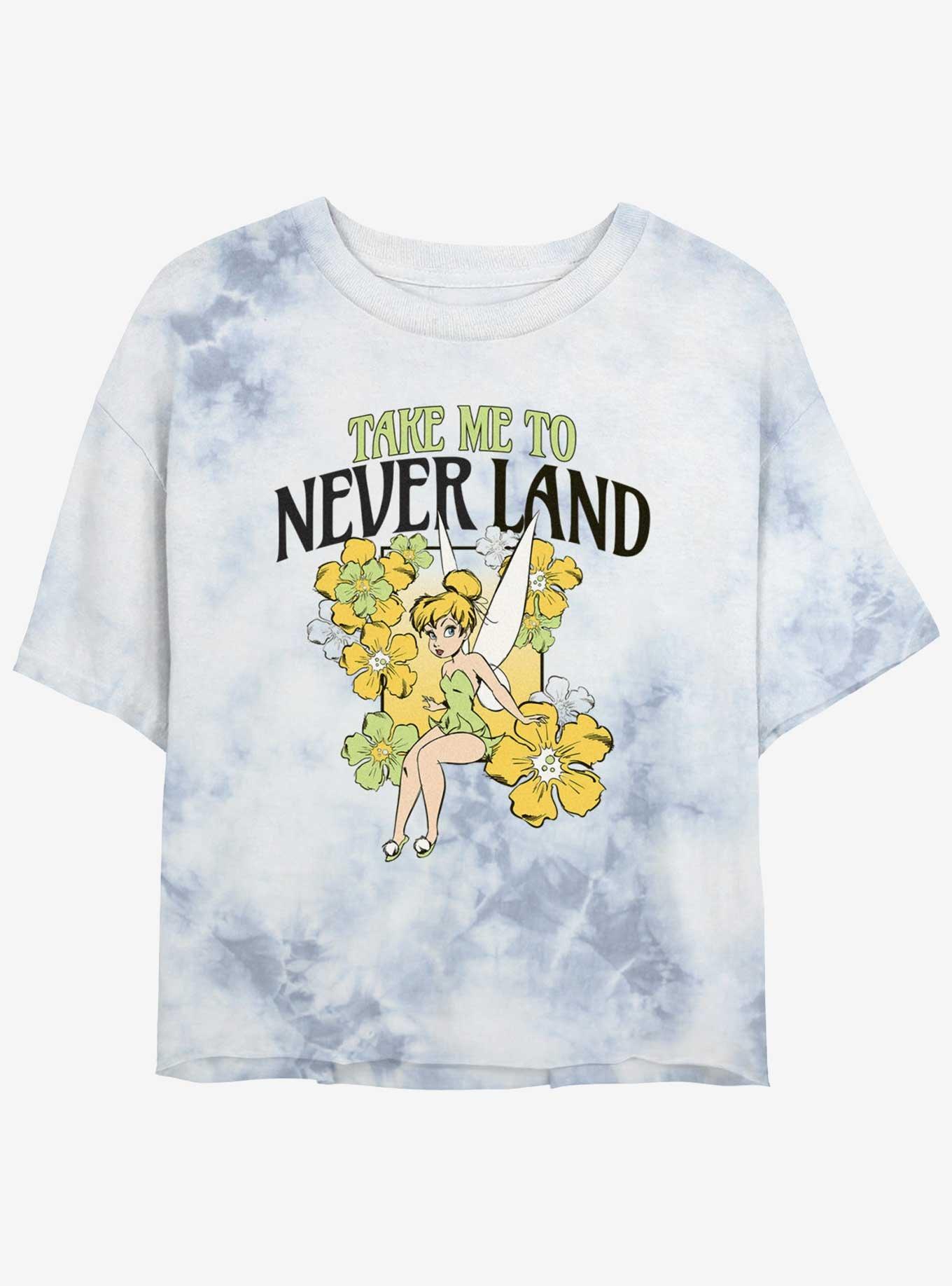 Disney Tinker Bell Tulips Take Me To Never Land Girls Tie-Dye Crop T-Shirt, WHITEBLUE, hi-res