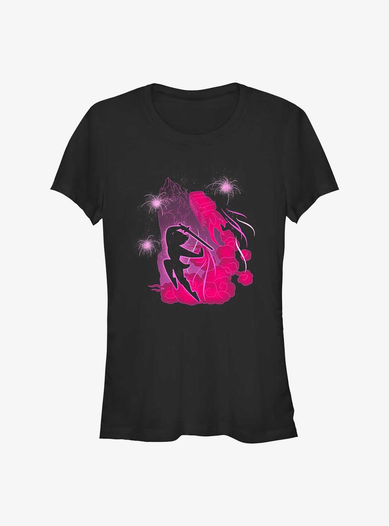 Disney Mulan Fireworks Silhouette Girls T-Shirt, BLACK, hi-res