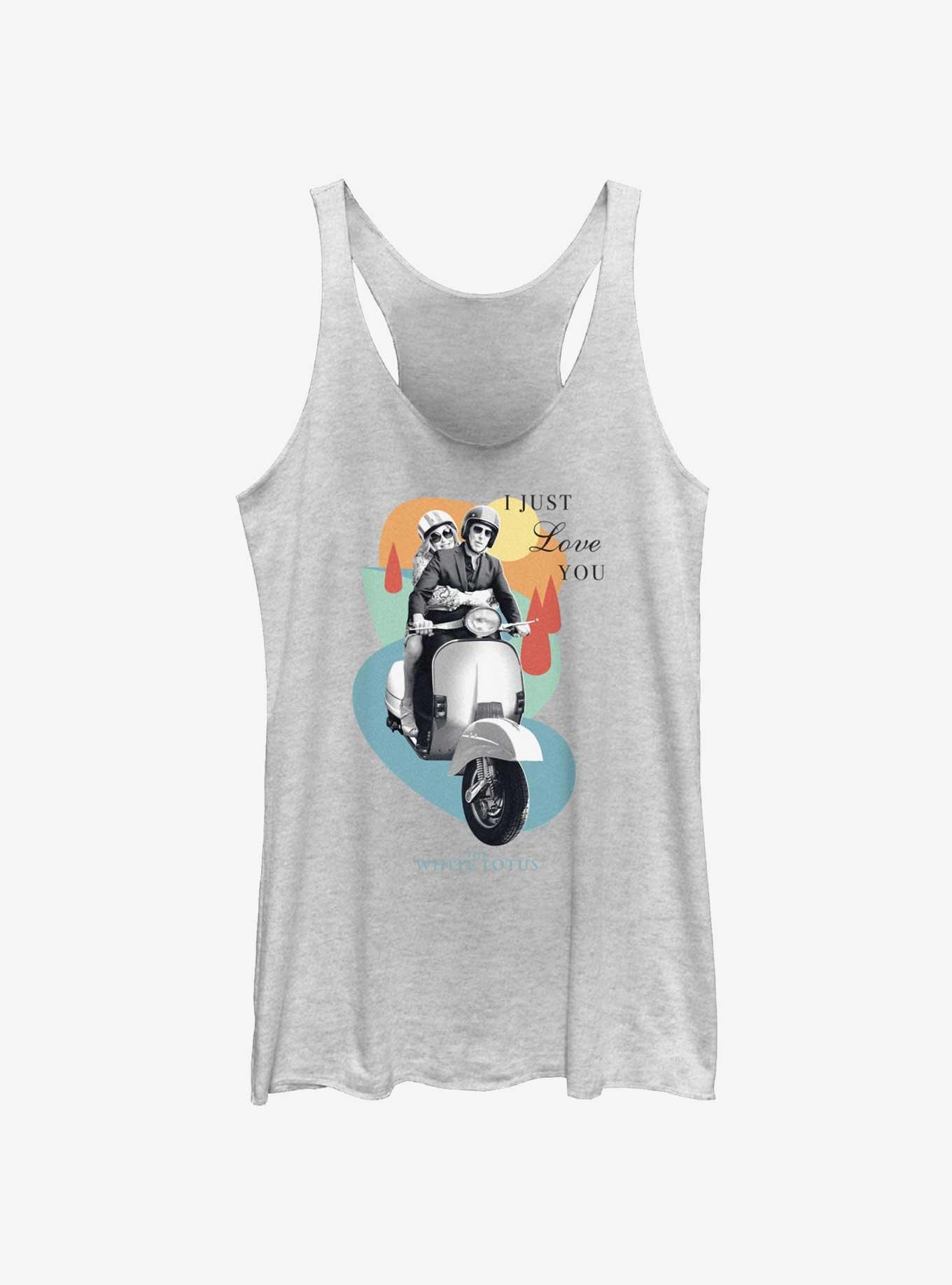 White Lotus Scooter Love Womens Tank Top, WHITE HTR, hi-res