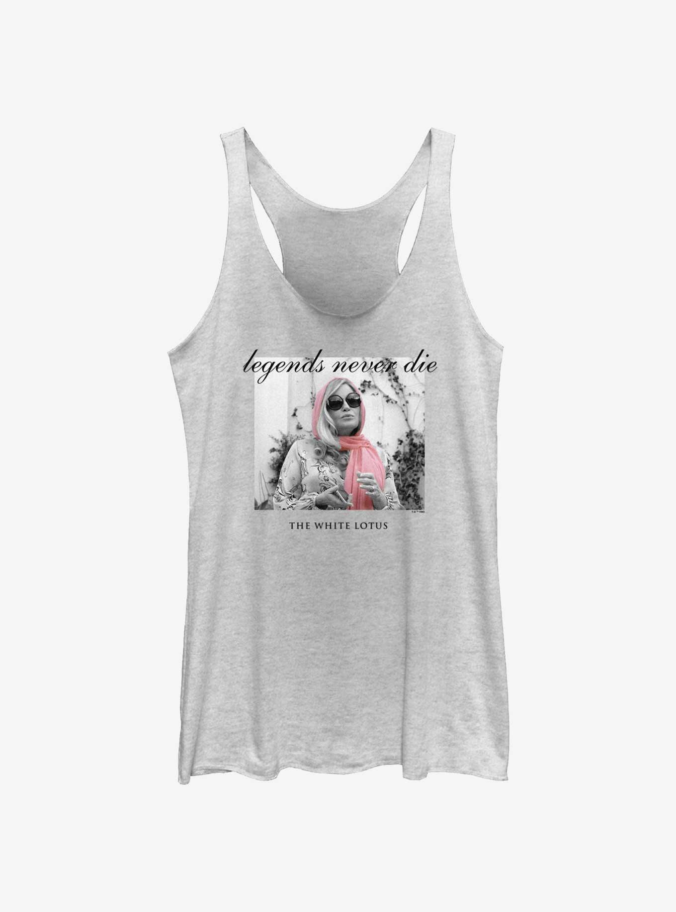 White Lotus Legends Never Die Womens Tank Top, WHITE HTR, hi-res