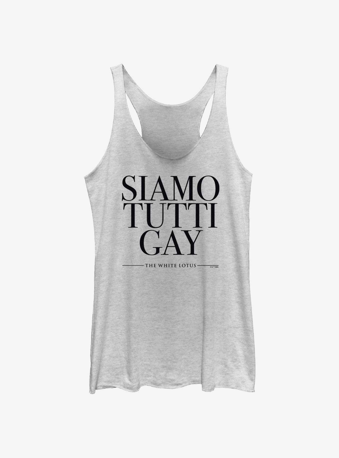 White Lotus Siamo Tutti Gay Womens Tank Top, WHITE HTR, hi-res