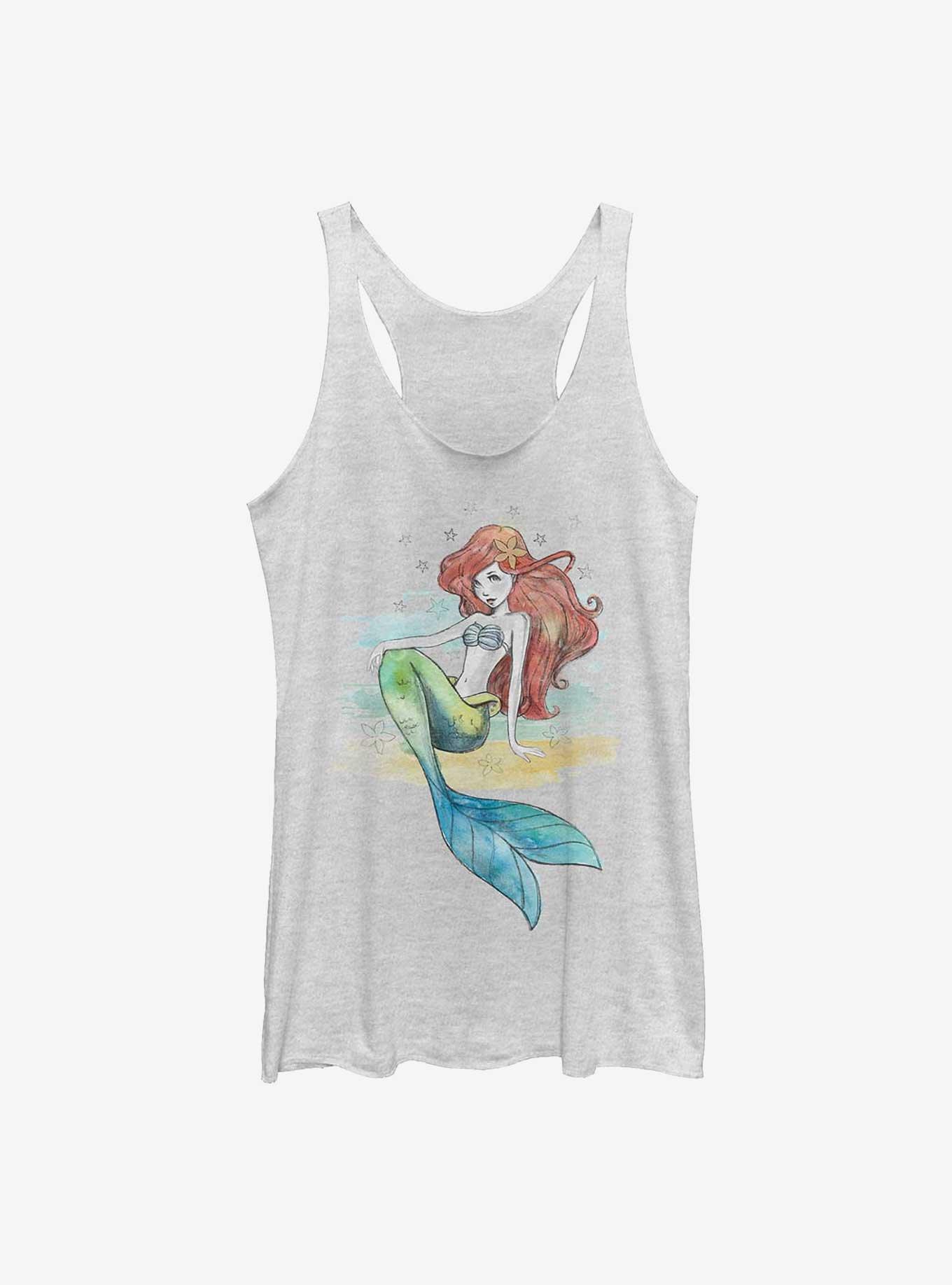 Disney The Little Mermaid Ariel Watercolor Girls Tank, WHITE HTR, hi-res