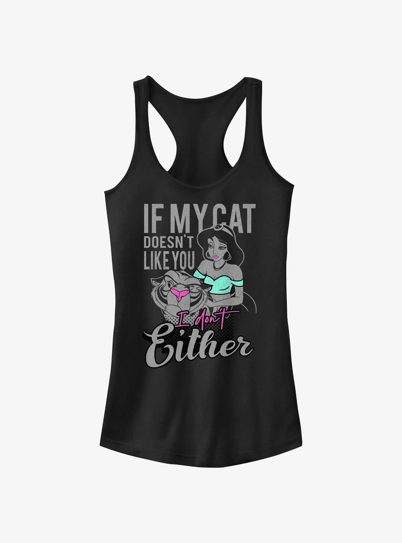 Disney Aladdin Jasmine If My Cat Doens't Like You I Don't Either Girls Tank, BLACK, hi-res