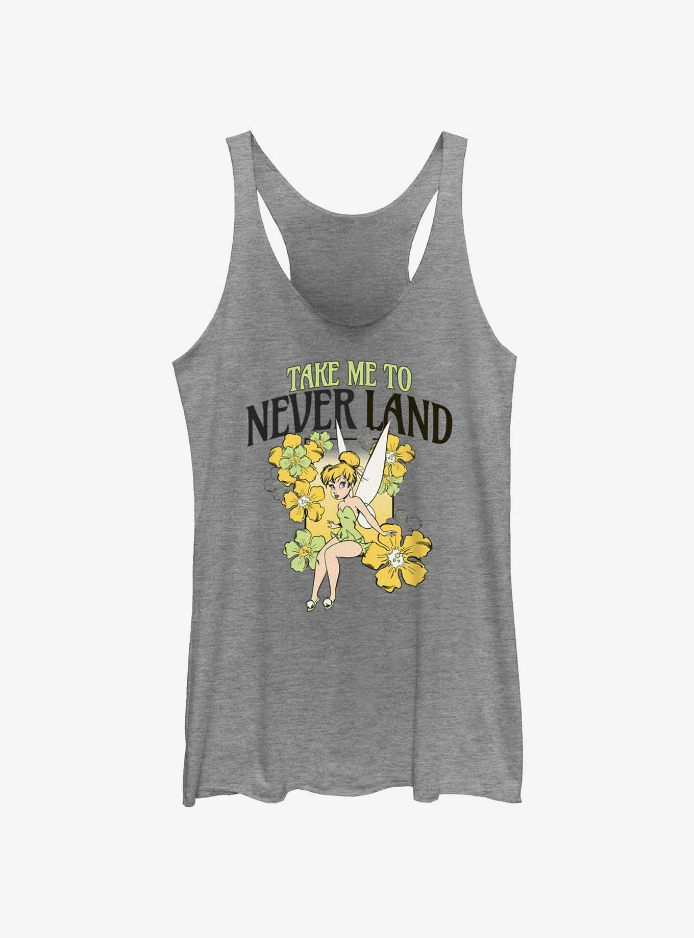 Disney Tinker Bell Tulips Take Me To Never Land Girls Tank, GRAY HTR, hi-res