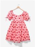Disney Minnie Mouse Sweetheart Pink Puff-Sleeved Plus Size Dress, MULTI, hi-res