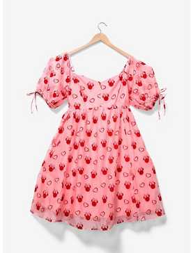 Disney Minnie Mouse Sweetheart Pink Puff-Sleeved Plus Size Dress, , hi-res