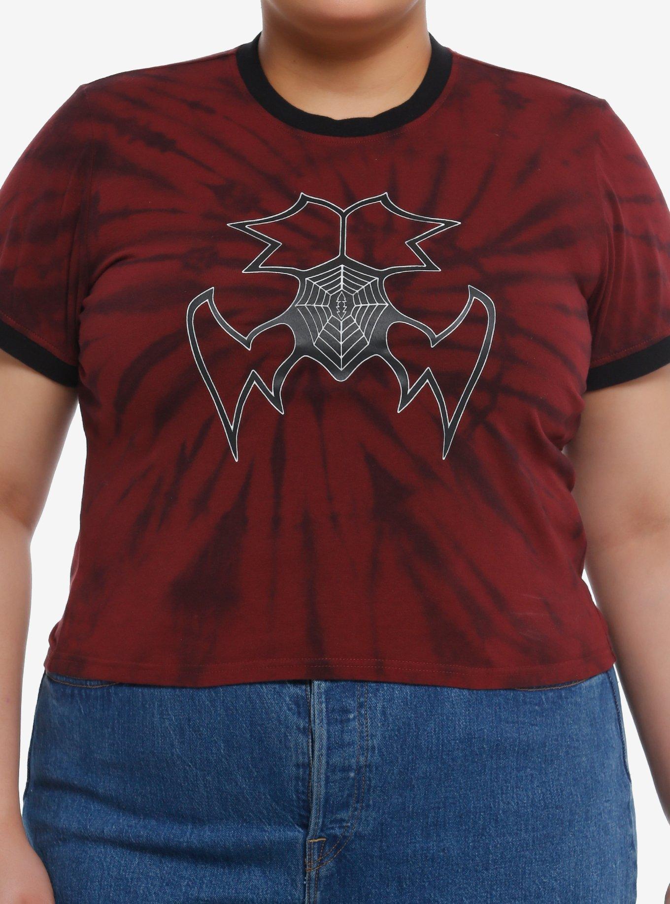Her Universe Marvel Madame Web Spiderweb Tie-Dye Baby T-Shirt Plus Size, RED  BLACK, hi-res