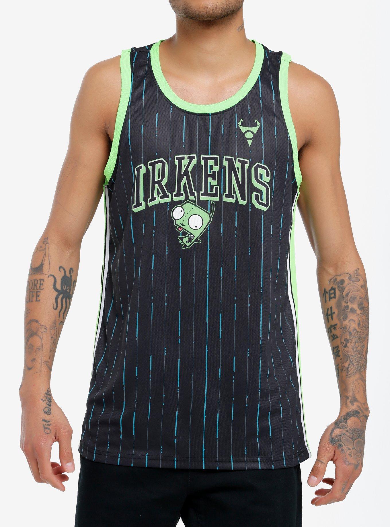 Invader Zim Irk Stripe Basketball Jersey, BLACK, hi-res