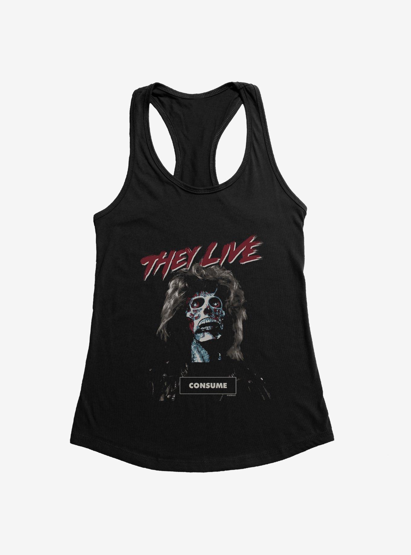 They Live Consume Womens Tank Top, BLACK, hi-res