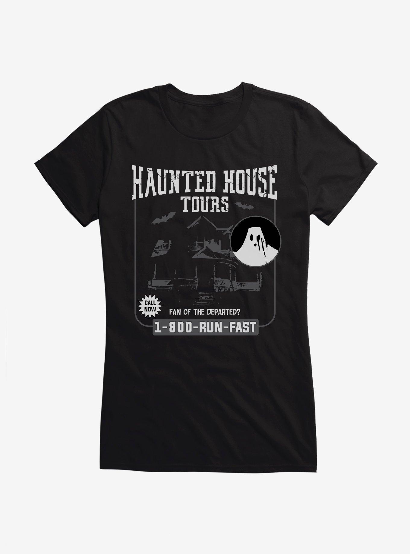 Halloween Haunted House Tours Flyer Girls T-Shirt, BLACK, hi-res