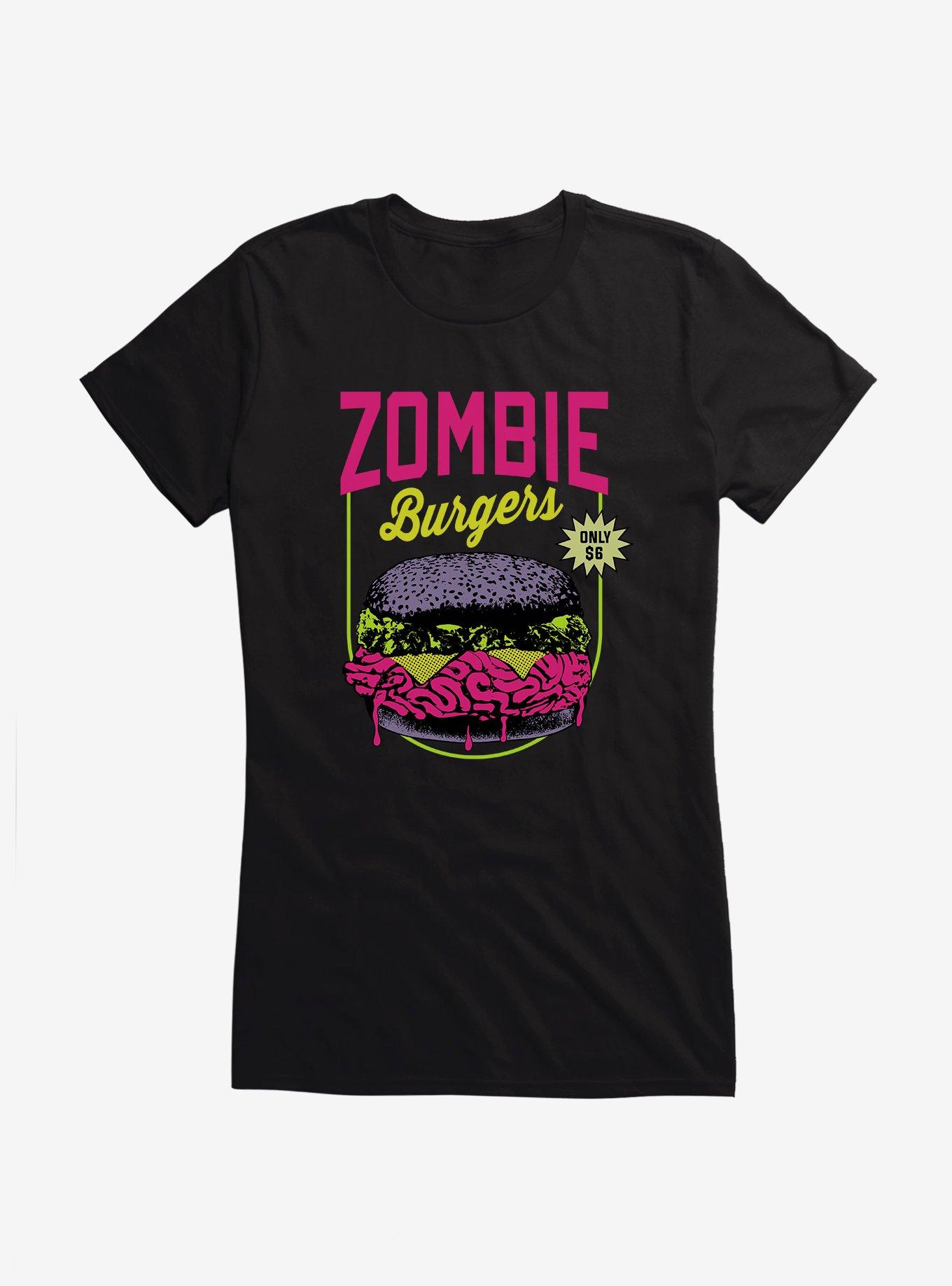 Zombie Burgers Flyer Girls T-Shirt, BLACK, hi-res