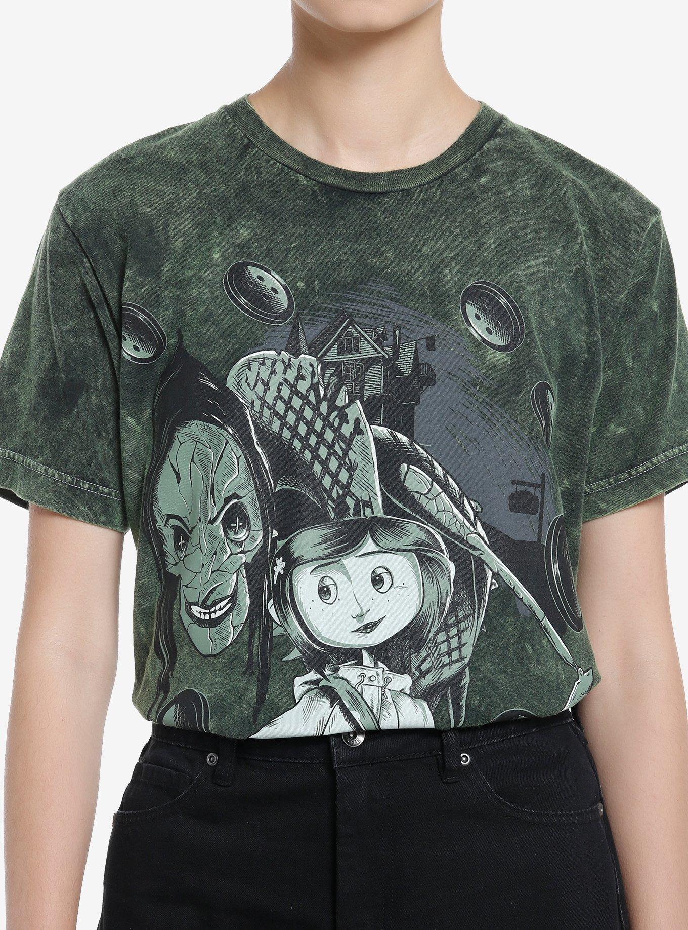 Coraline The Beldam Green Wash Boyfriend Fit Girls T-Shirt, MULTI, hi-res