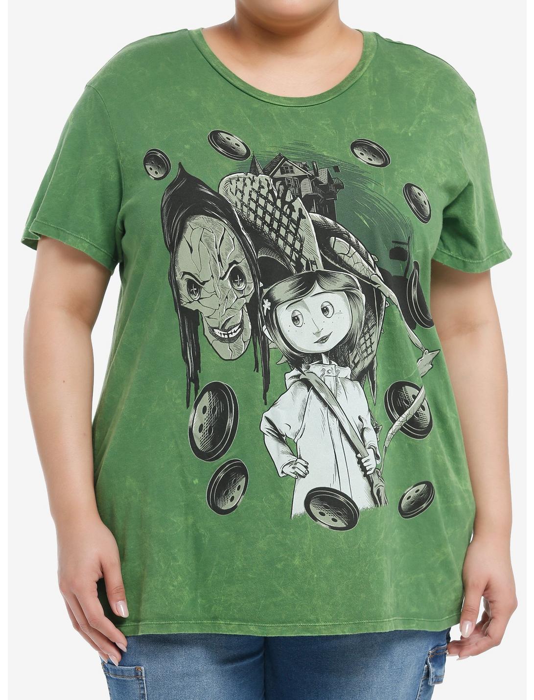 Coraline The Beldam Green Wash Boyfriend Fit Girls T-Shirt Plus Size, MULTI, hi-res