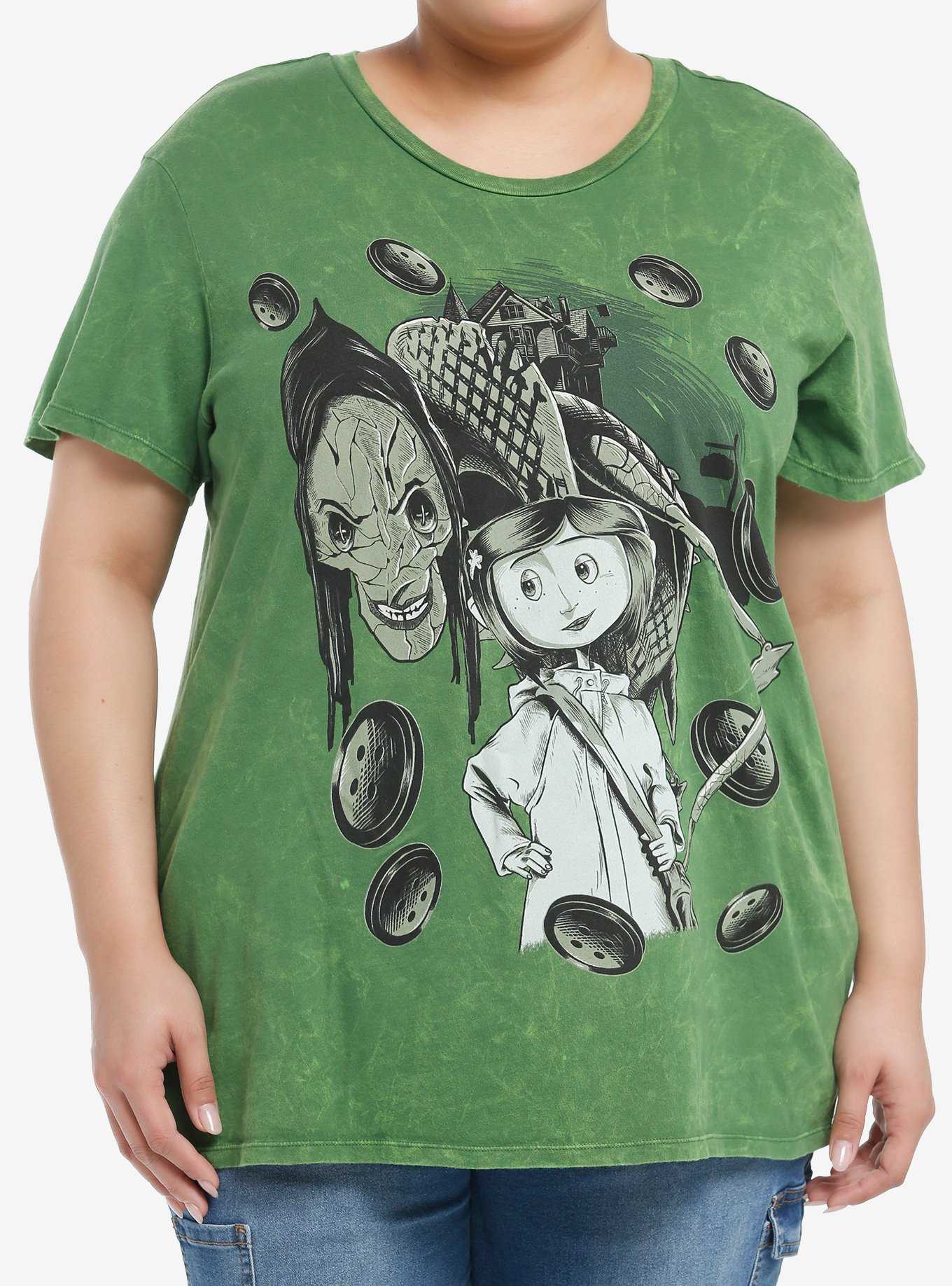 Coraline The Beldam Green Wash Boyfriend Fit Girls T-Shirt Plus Size, , hi-res