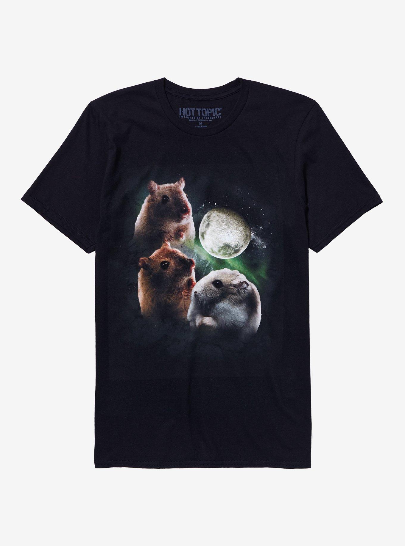 Hamster & Moon Collage Boyfriend Fit Girls T-Shirt By Random Galaxy, MULTI, hi-res