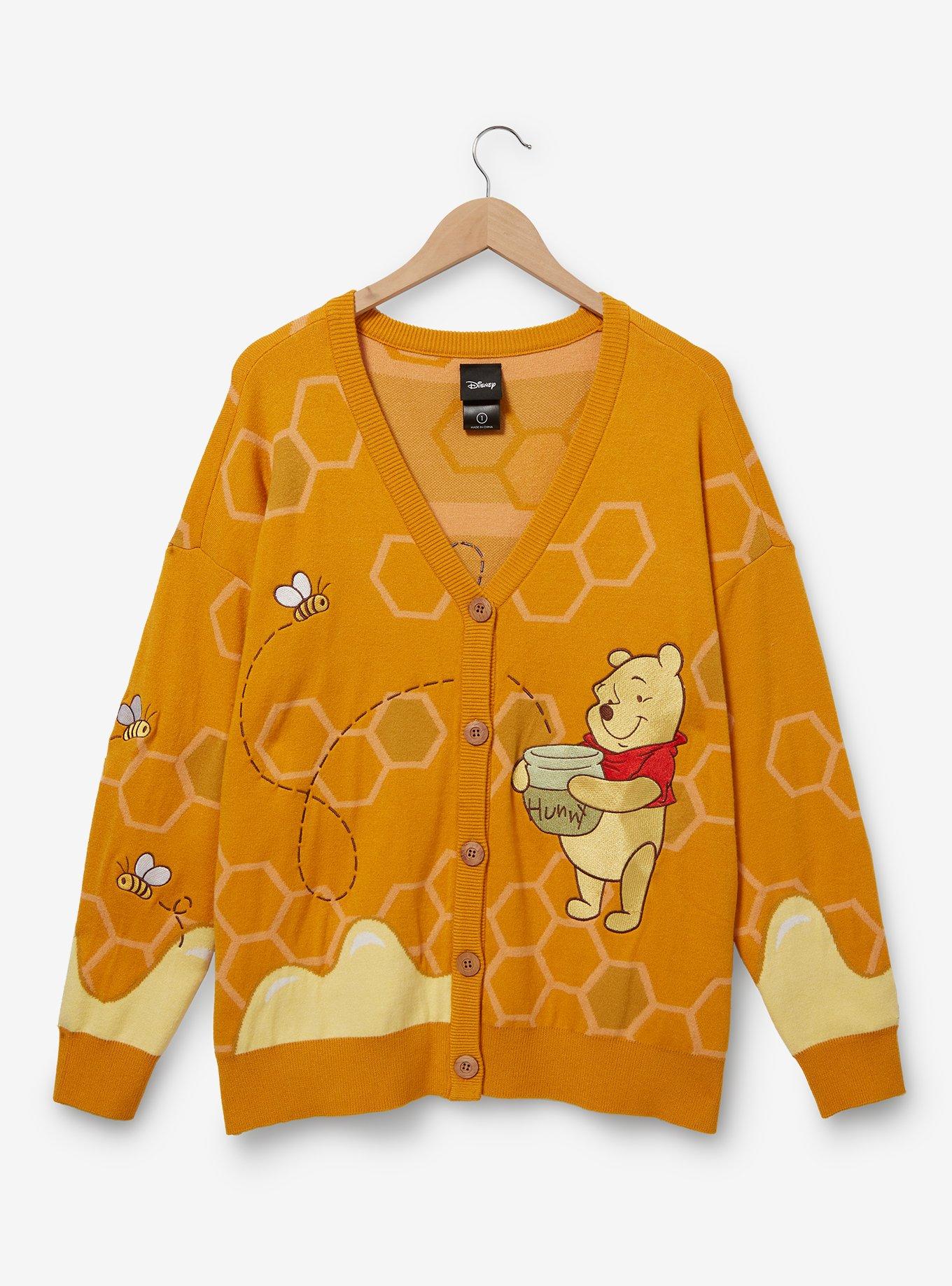 Disney Winnie the Pooh Honeycomb Pooh Bear Plus Size Cardigan, GOLDEN ROD YELLOW, hi-res