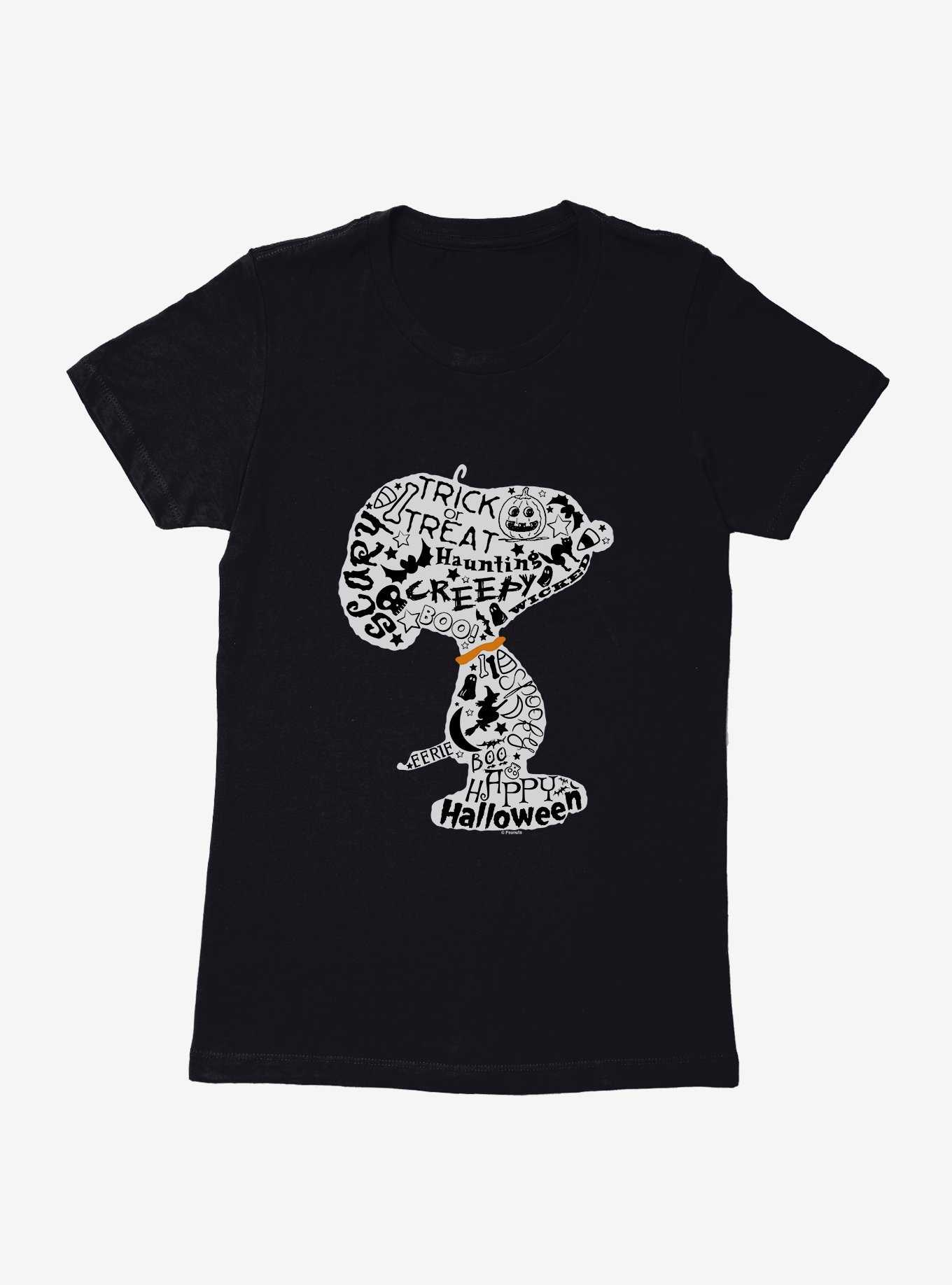 Peanuts Snoopy Halloween Word Cloud Womens T-Shirt, , hi-res