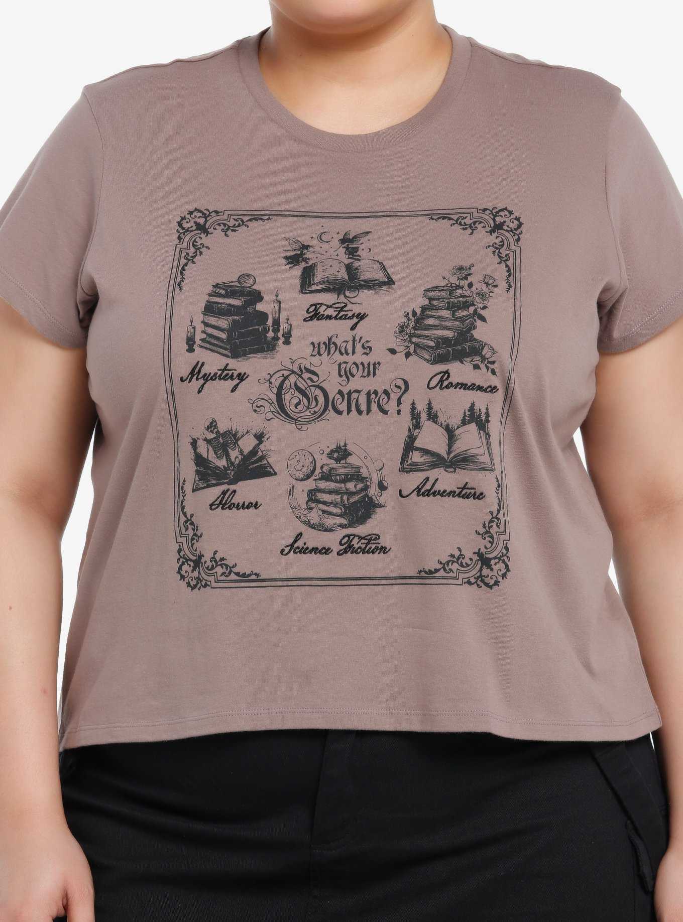 Thorn & Fable Book Genres Girls Crop T-Shirt Plus Size, , hi-res