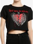 Social Collision Love You To Pieces Girls Crop T-Shirt, RED, hi-res