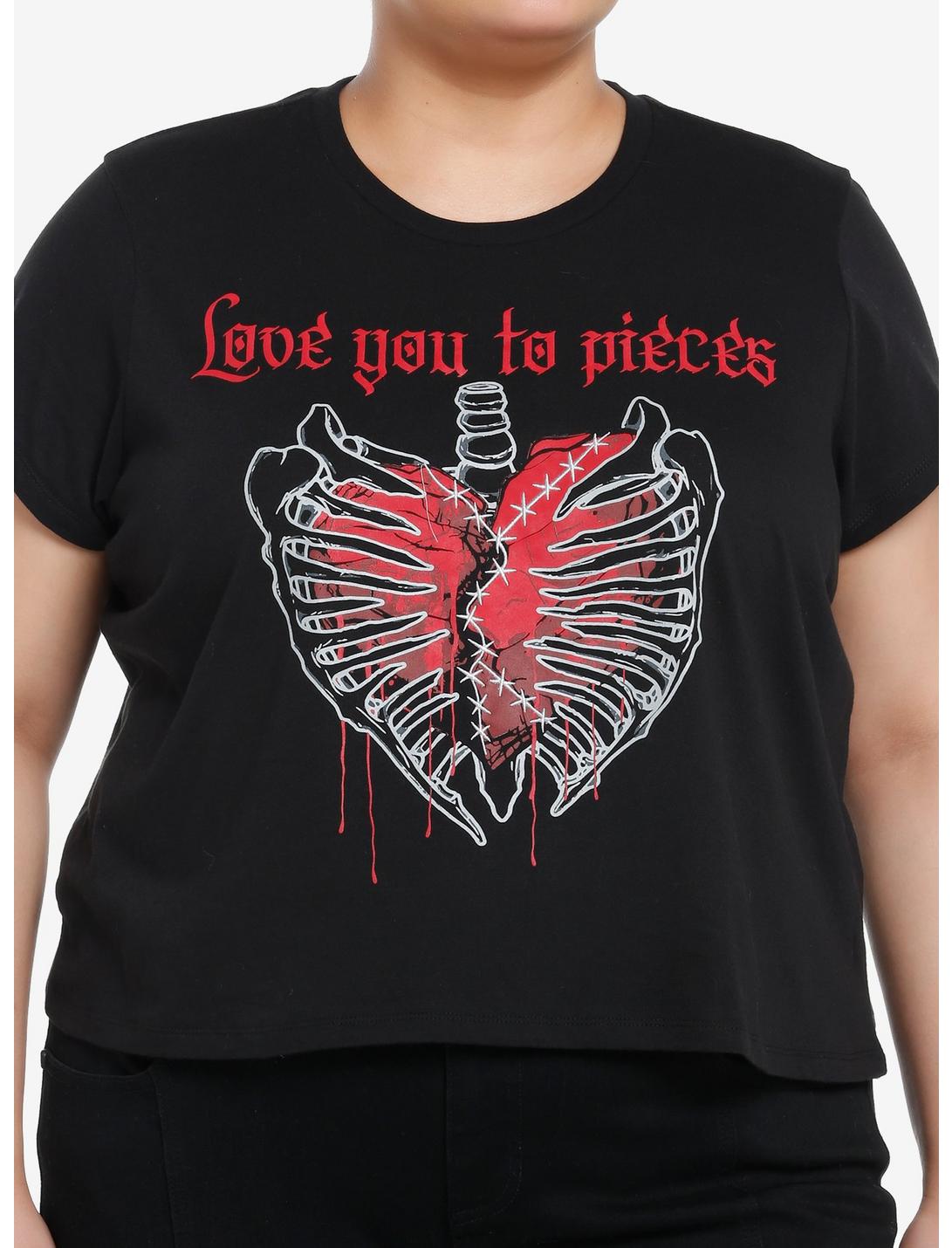 Social Collision Love You To Pieces Girls Crop T-Shirt Plus Size, RED, hi-res
