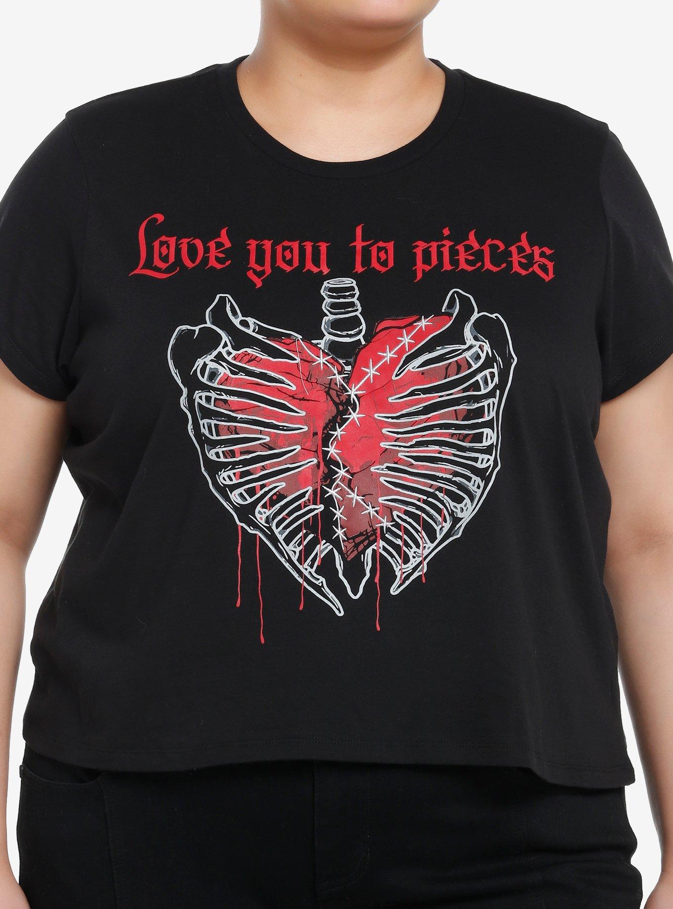 Social Collision Love You To Pieces Girls Crop T-Shirt Plus Size, , hi-res