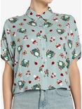 Thorn & Fable Chibi Frog Fairies Girls Woven Button-Up, SAGE, hi-res