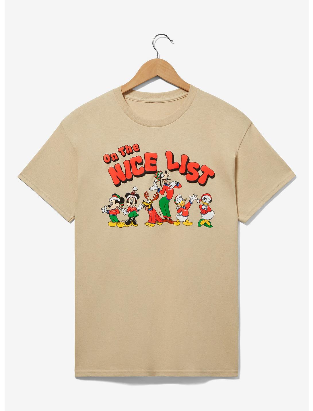 Disney Mickey & Friends Nice List Women's T-Shirt - BoxLunch Exclusive, OFF WHITE, hi-res