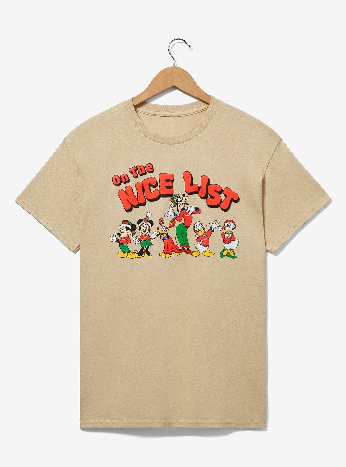 Disney Mickey & Friends Nice List Women's T-Shirt - BoxLunch Exclusive, OFF WHITE, hi-res