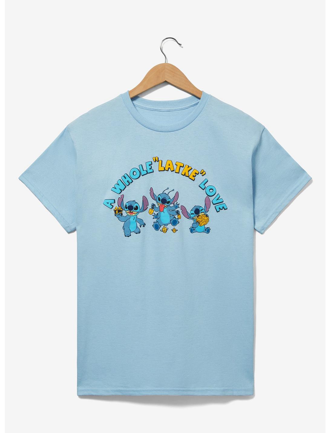 Disney Lilo & Stitch Latke Love Women's T-Shirt - BoxLunch Exclusive, LIGHT BLUE, hi-res