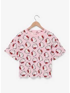Sanrio Hello Kitty Faces Allover Print Women's Crop T-Shirt - BoxLunch Exclusive, , hi-res