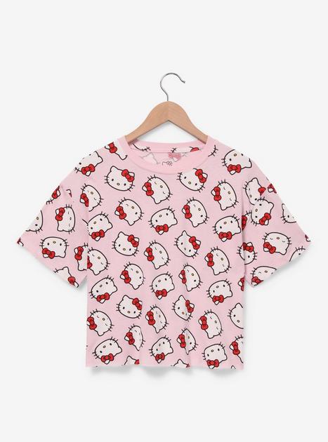 hellococo Sanrio Hello Kitty Faces Allover Print Women's Crop T-Shirt