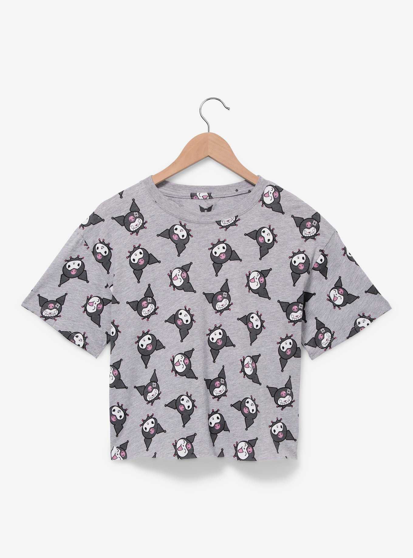 Sanrio Kuromi Faces Allover Print Women's Crop T-Shirt, , hi-res