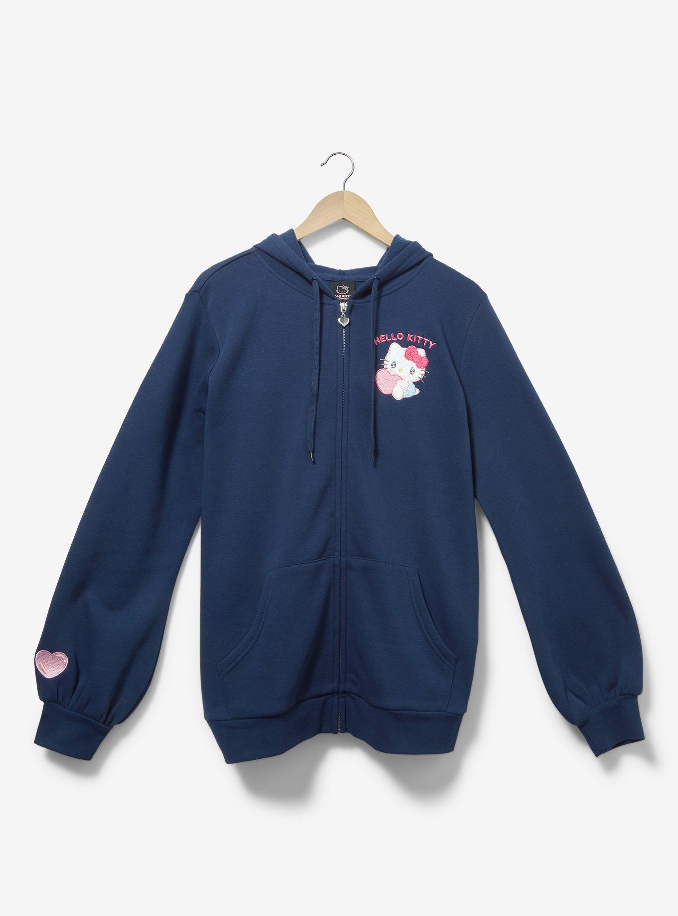 Sanrio Hello Kitty Emo Kyun Women's Plus Size Zip Hoodie - BoxLunch Exclusive, NAVY, hi-res