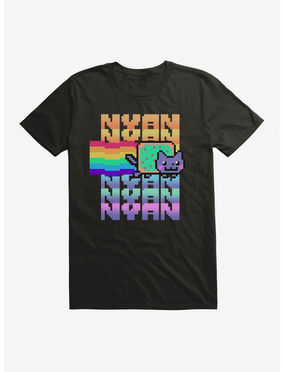 Nyan Cat Pastel Rainbow T-Shirt, BLACK, hi-res