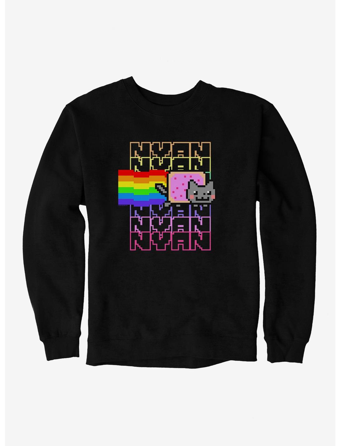 Nyan Cat Rainbow Sweatshirt, BLACK, hi-res