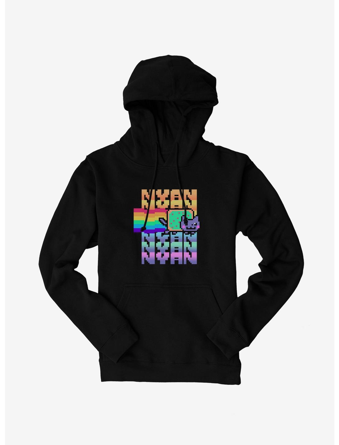 Nyan Cat Pastel Rainbow Hoodie, BLACK, hi-res