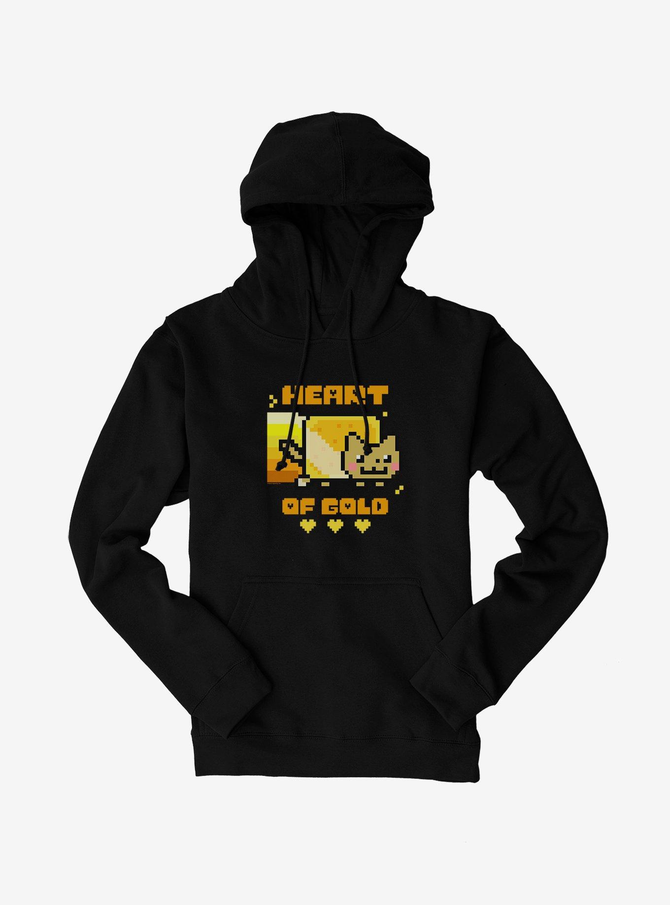 Nyan Cat Heart Of Gold Hoodie, BLACK, hi-res