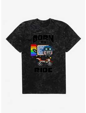 Nyan Cat Born To Ride Mineral Wash T-Shirt, , hi-res