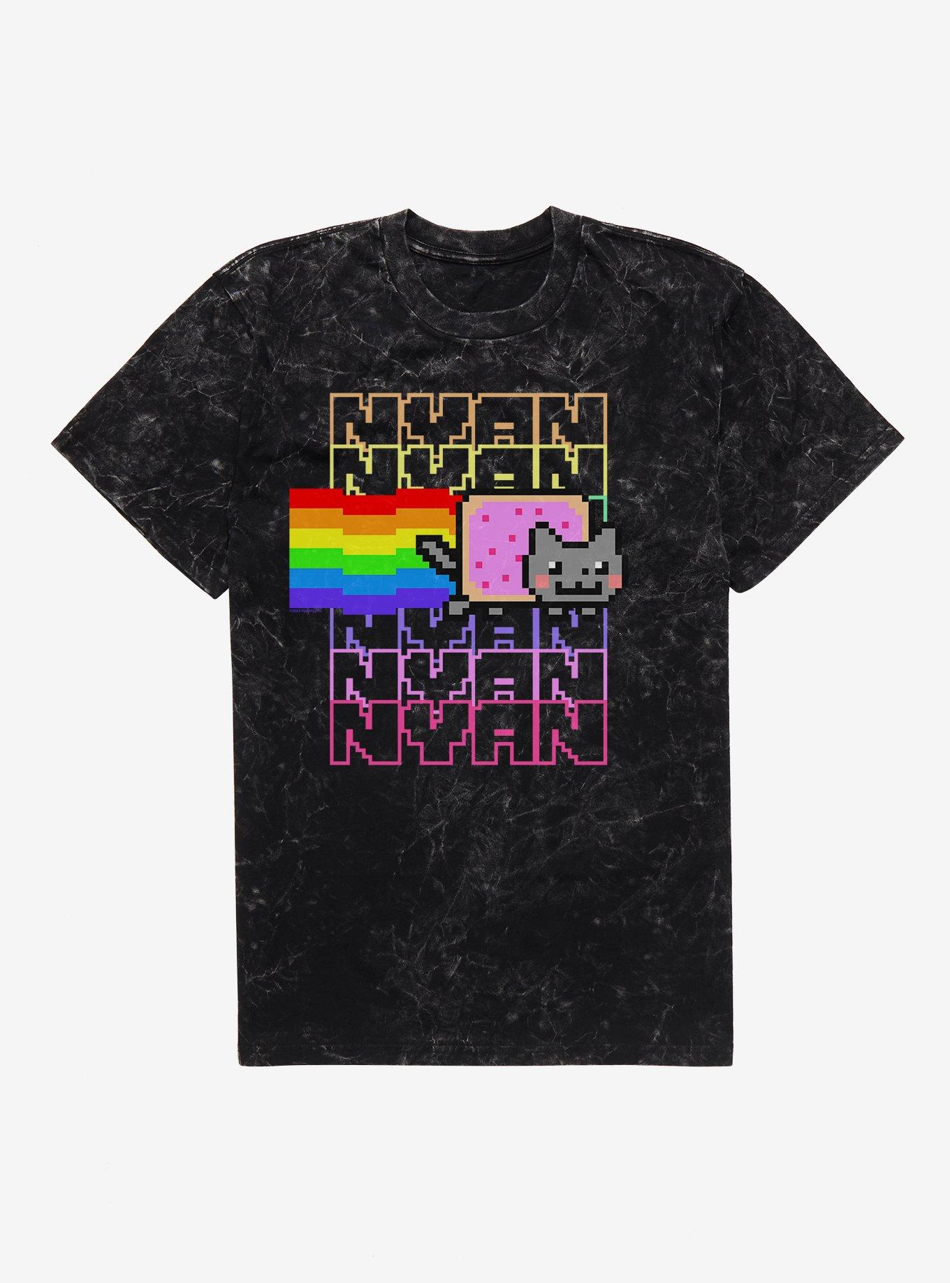 Nyan Cat Rainbow Mineral Wash T-Shirt, BLACK MINERAL WASH, hi-res