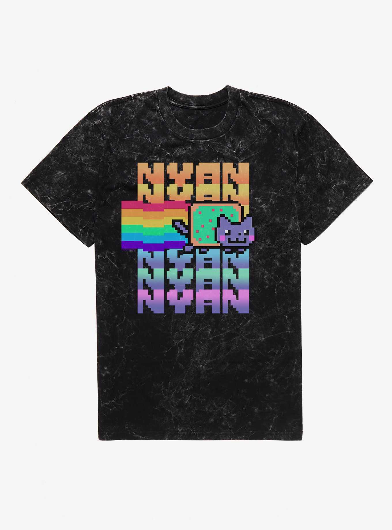 Nyan Cat Pastel Rainbow Mineral Wash T-Shirt, , hi-res