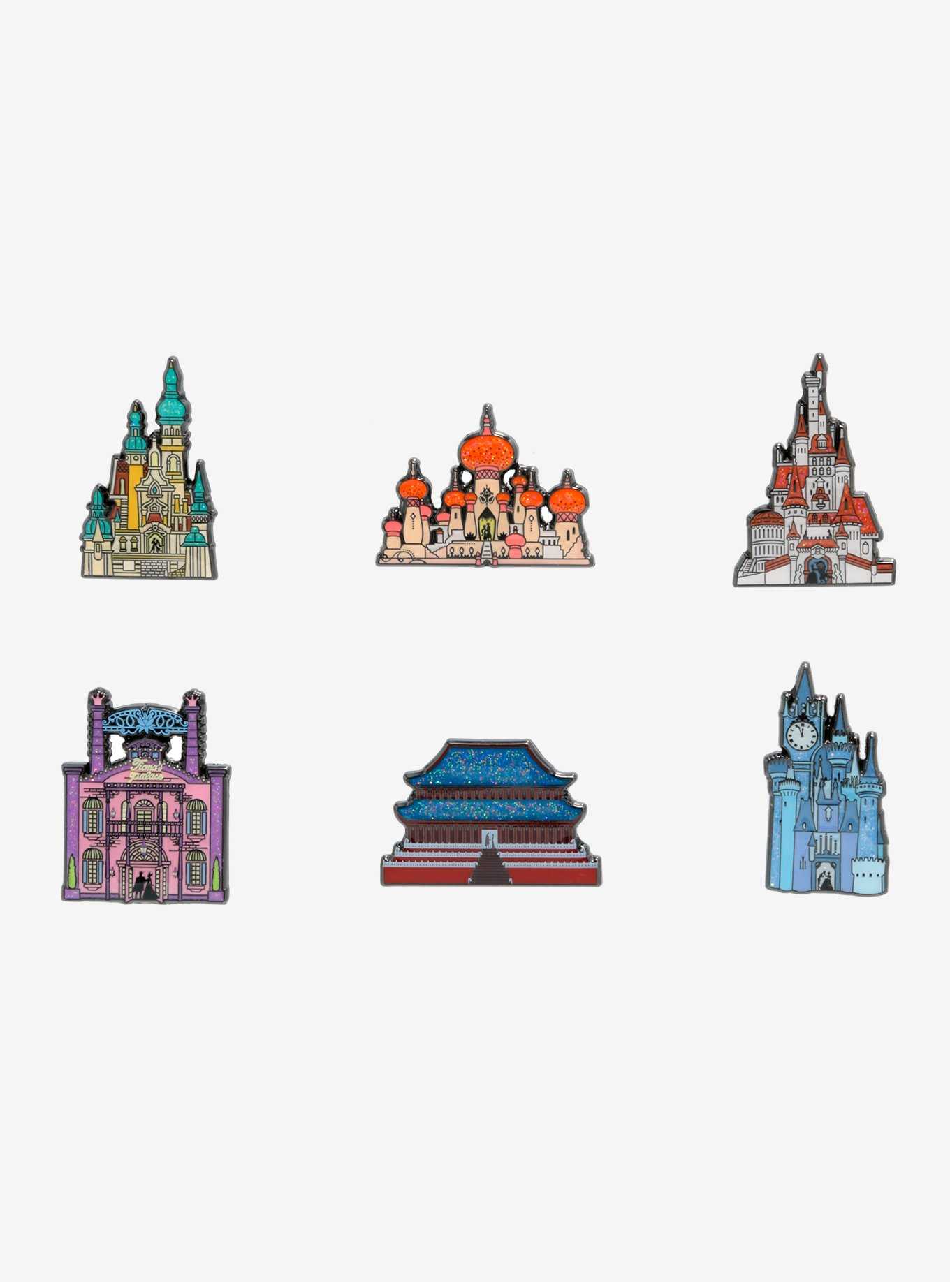 Loungefly Disney Princess Castle Silhouette Blind Box Enamel Pin, , hi-res