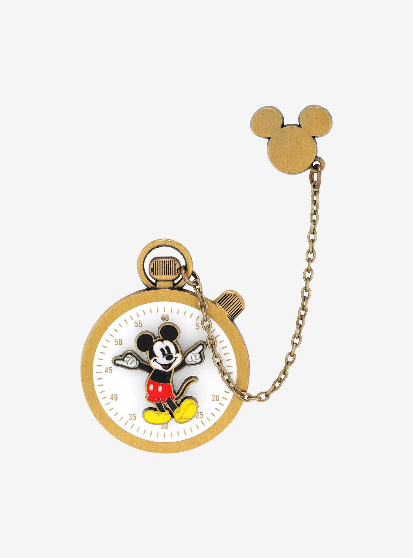 Loungefly Disney Mickey Mouse Pocket Watch Chain Enamel Pin Set