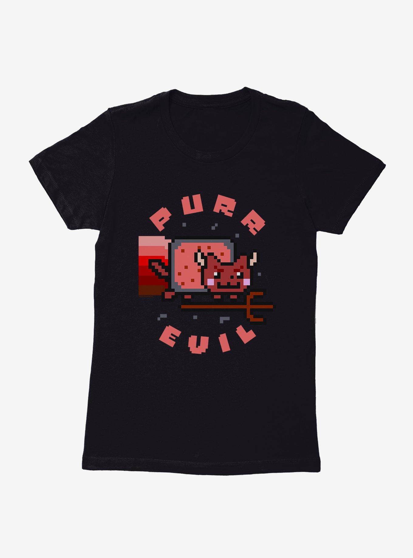 Nyan Cat Purr Evil Womens T-Shirt, BLACK, hi-res