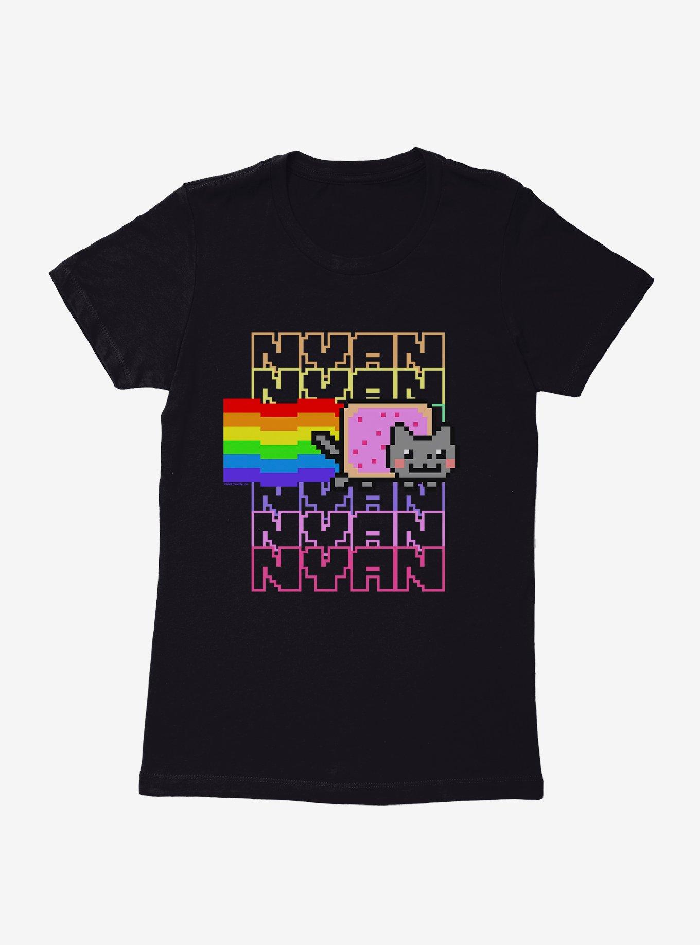 Nyan Cat Rainbow Womens T-Shirt, BLACK, hi-res